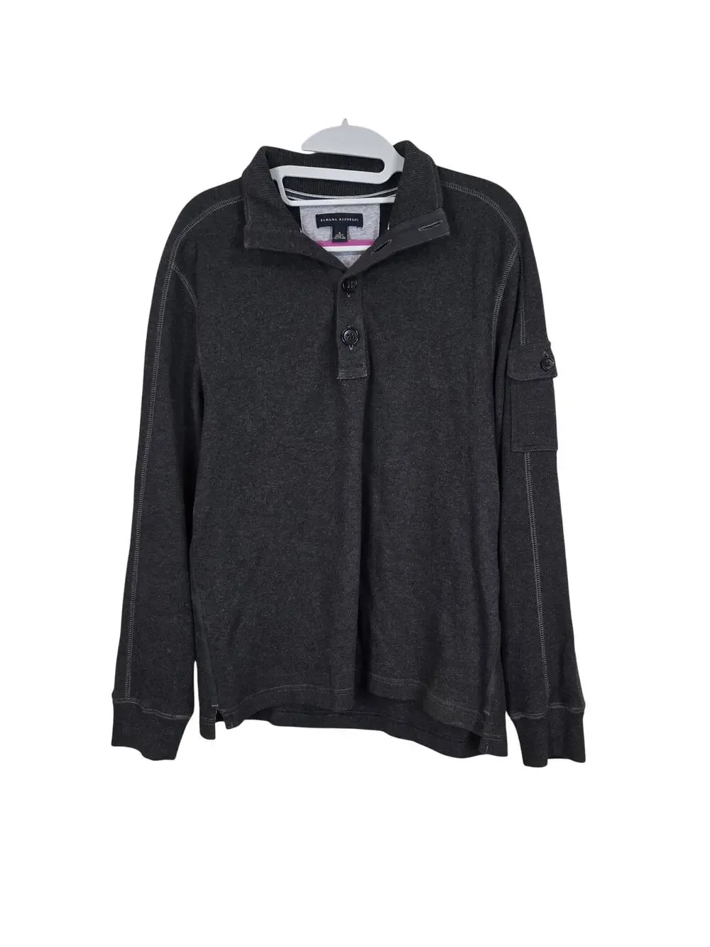Men's Banana Republic Gray Collared Long Sleeve Pullover | Size Small